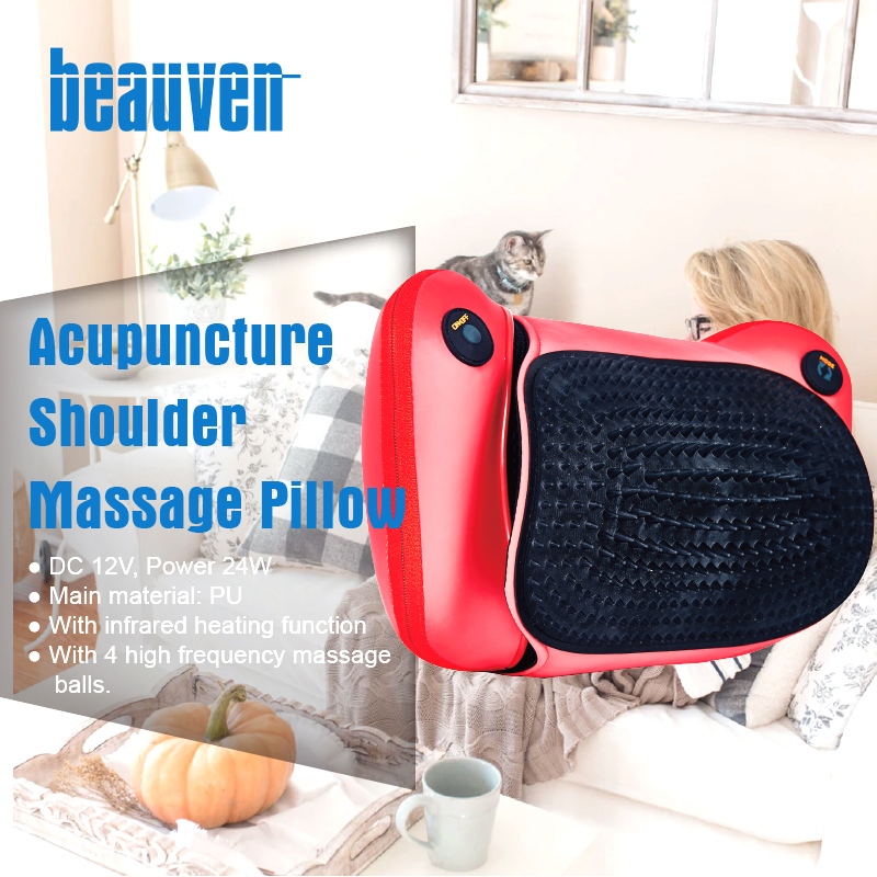 Electric Massager Acupuncture Shiatsu Massage Pillow Cushion for Neck Relief Pain