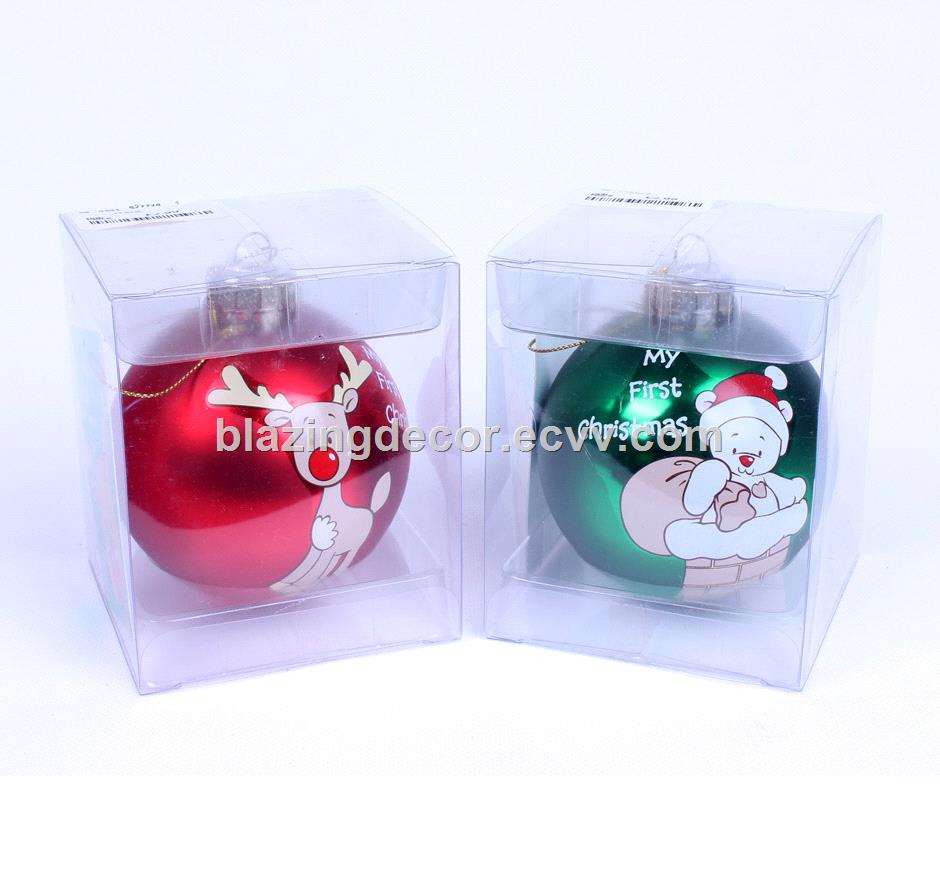 Promotional Good Quality Plastic and Glass Customized Christmas LOGO Ball