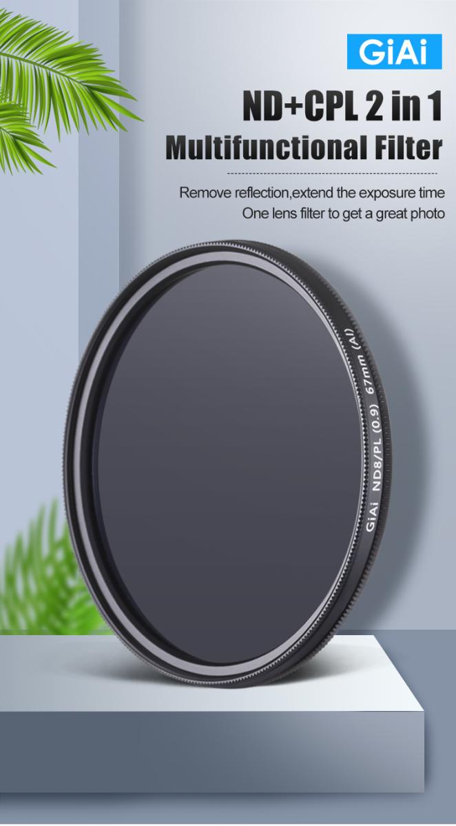 GiAi 55mm ND64 CPL 2in1 MultiCoating Optical Glass Neutral Density ND CPL Camera Filter