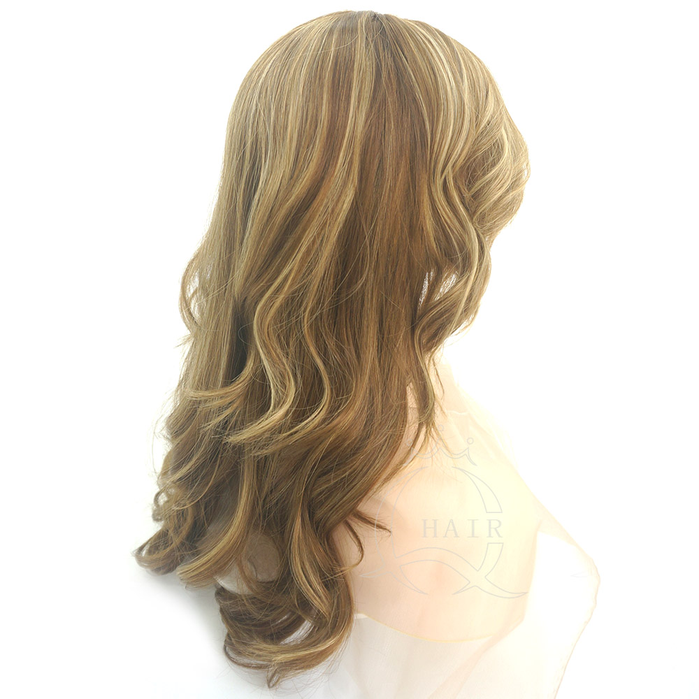 26 inches very big layer wave light brown with highlight human hair jewish wig kosher wig perruque