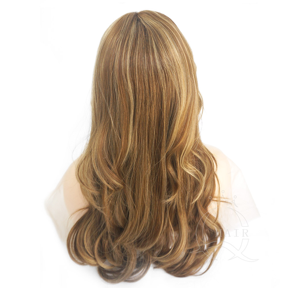 26 inches very big layer wave light brown with highlight human hair jewish wig kosher wig perruque