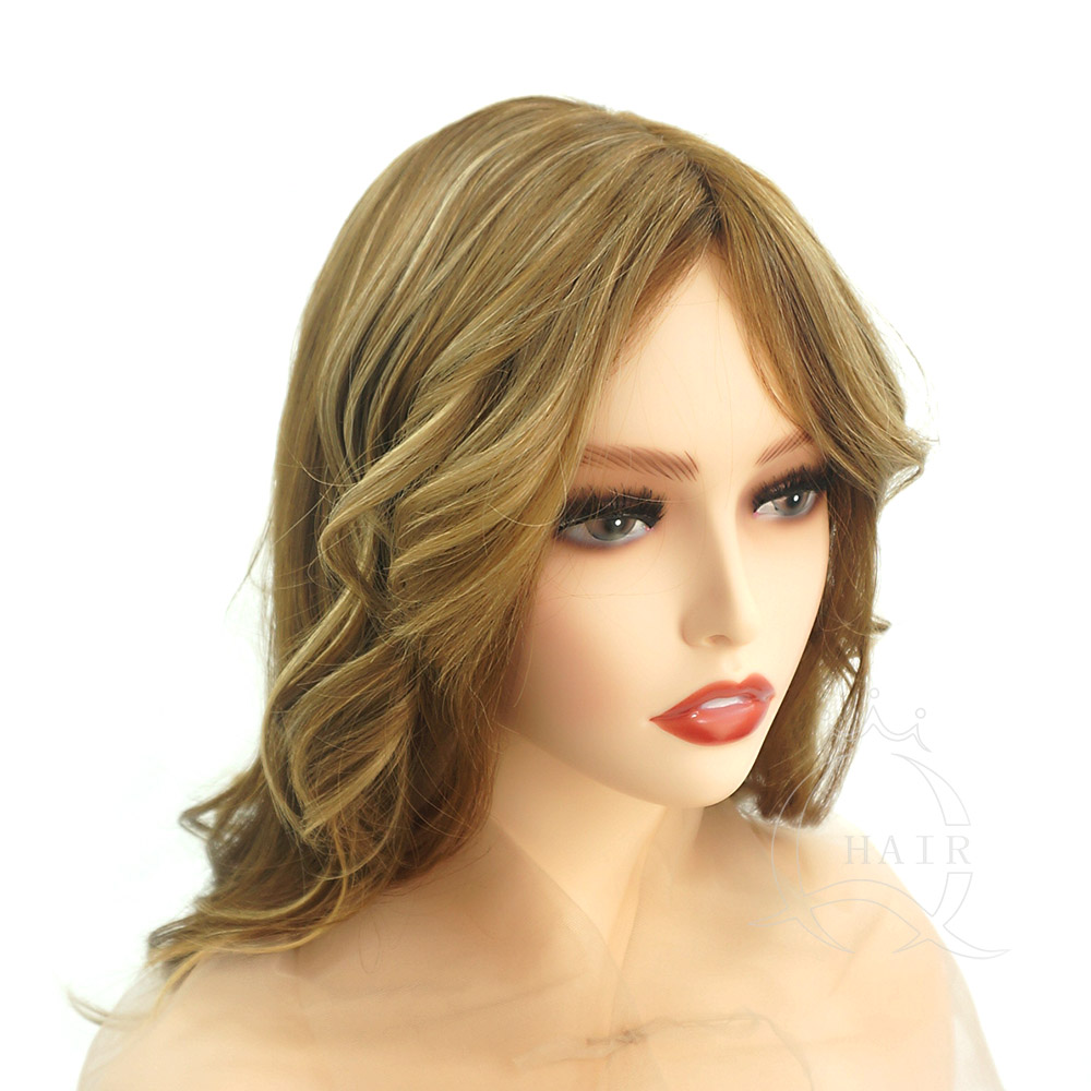 26 inches very big layer wave light brown with highlight human hair jewish wig kosher wig perruque