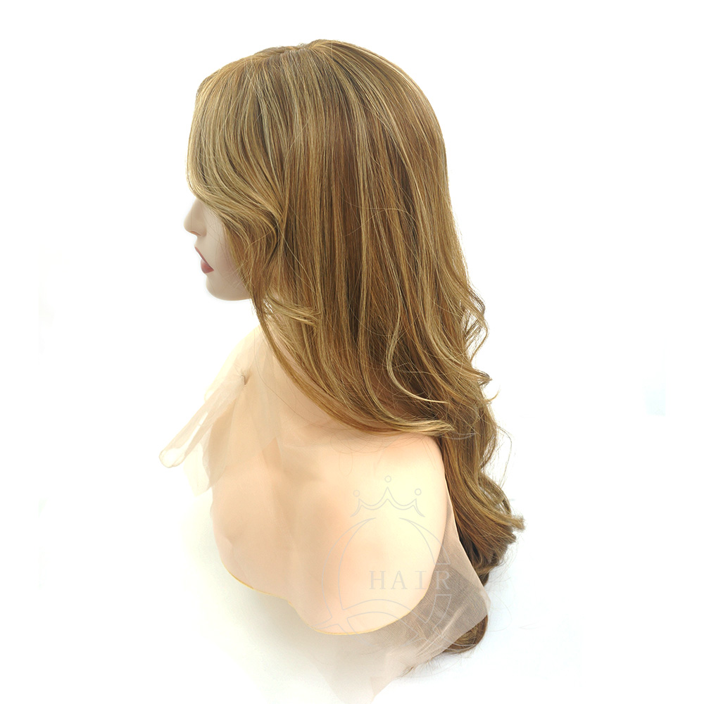 26 inches very big layer wave light brown with highlight human hair jewish wig kosher wig perruque