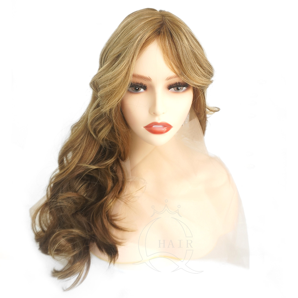 26 inches very big layer wave light brown with highlight human hair jewish wig kosher wig perruque