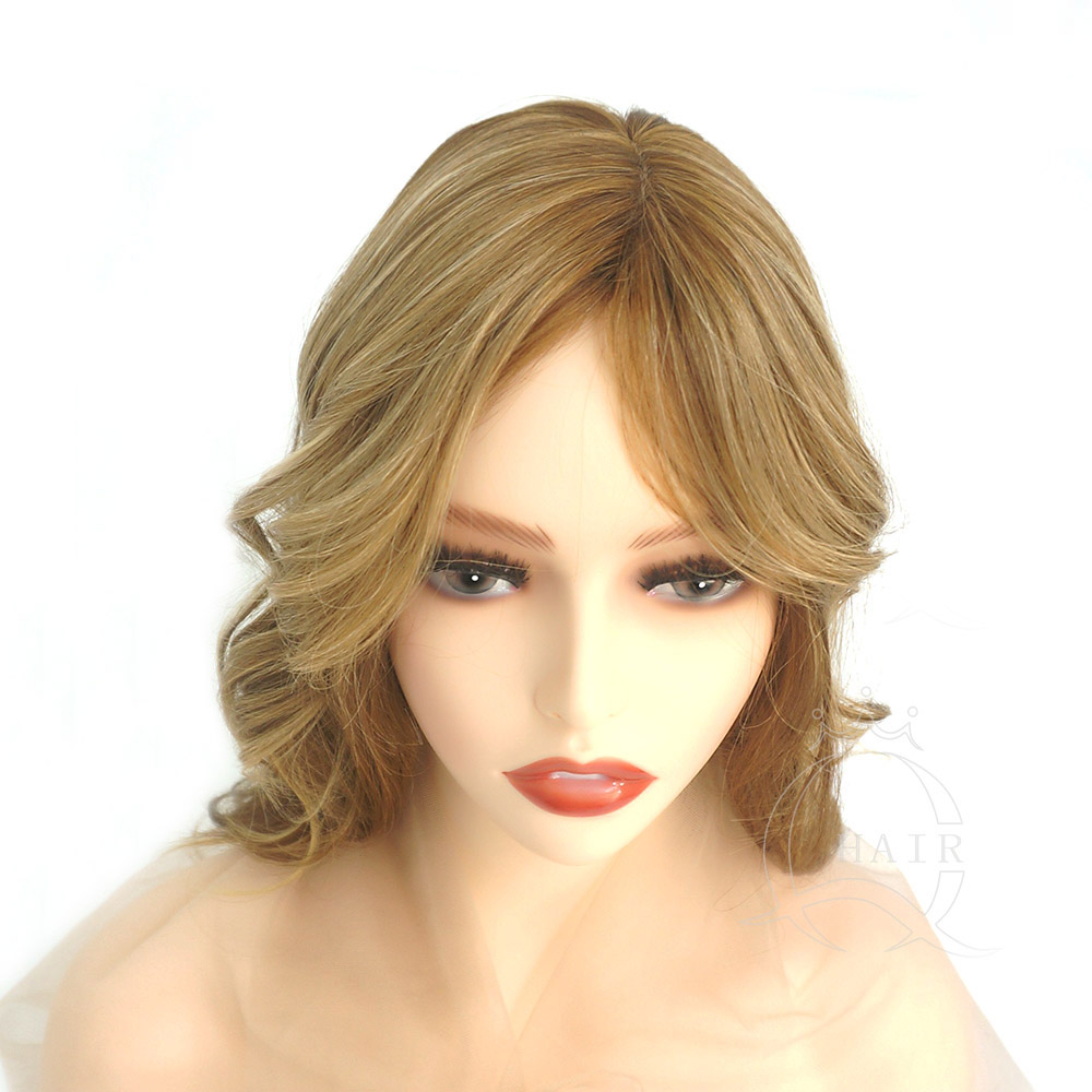 26 inches very big layer wave light brown with highlight human hair jewish wig kosher wig perruque