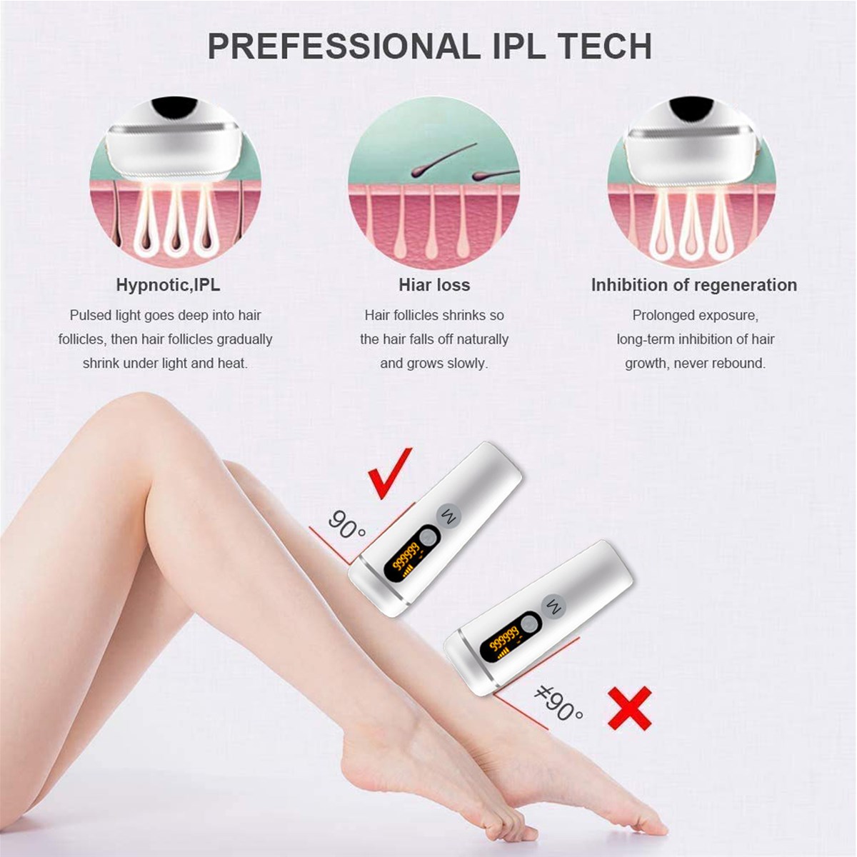 Hair Removal IPL Pulsed Light Laser Body and Vision Laser Epilators for Women Depilation 999999 Light Impulsions Comple