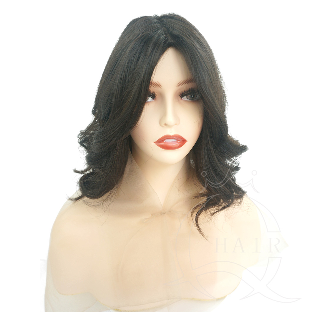 A16 inches color 26 highlight heavy density silk top jewish wig one time wave virgin hair wig