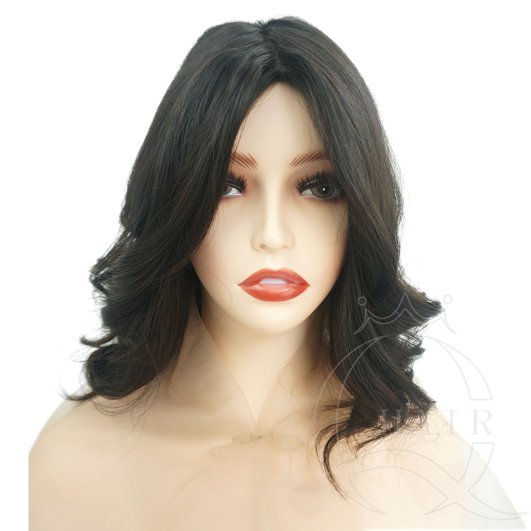 A16 inches color 26 highlight heavy density silk top jewish wig one time wave virgin hair wig