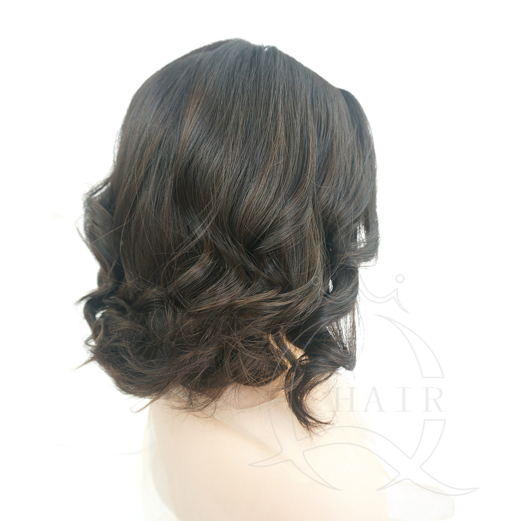A16 inches color 26 highlight heavy density silk top jewish wig one time wave virgin hair wig