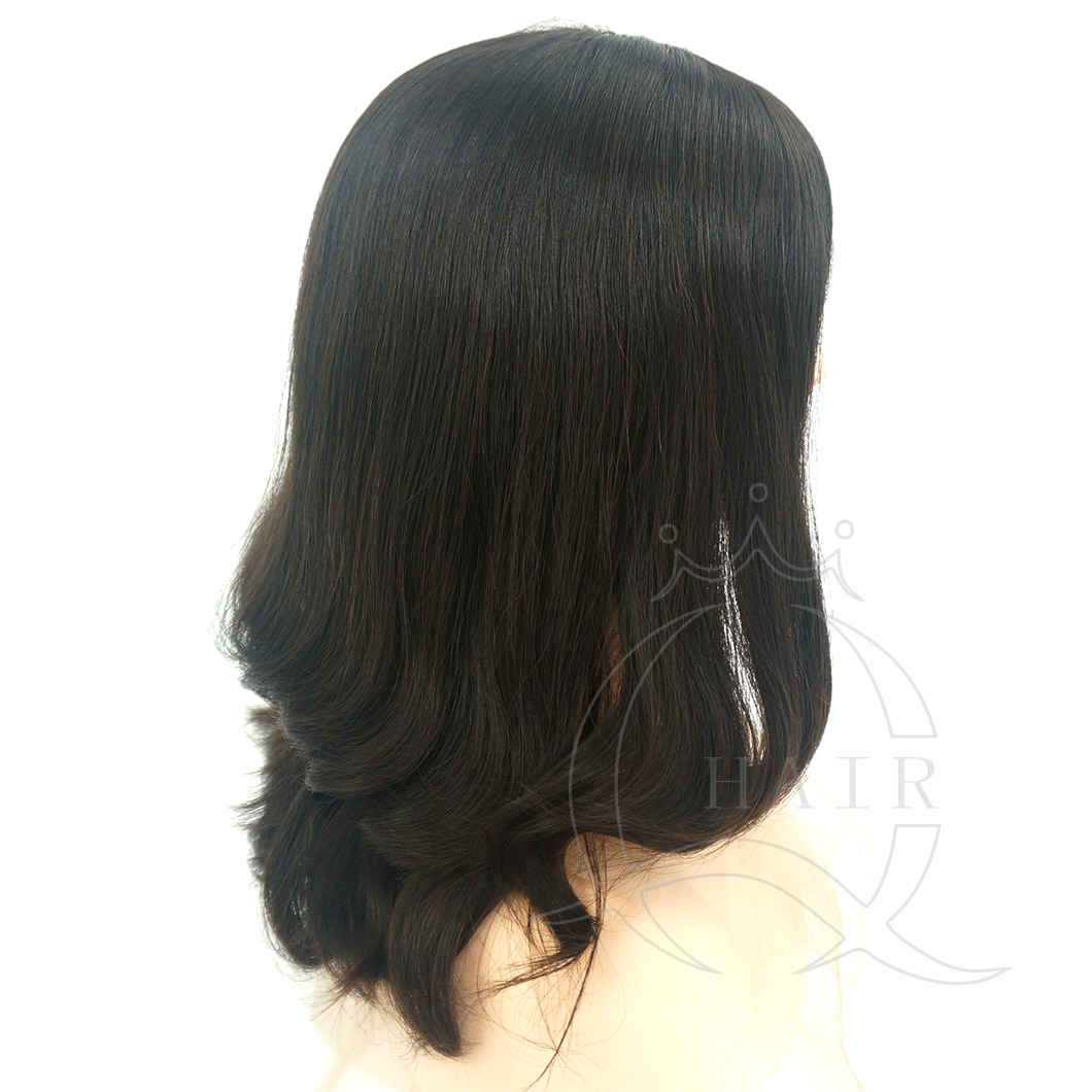 A18 inches natural black natural wave medium density standard 4x4 Jewish wig