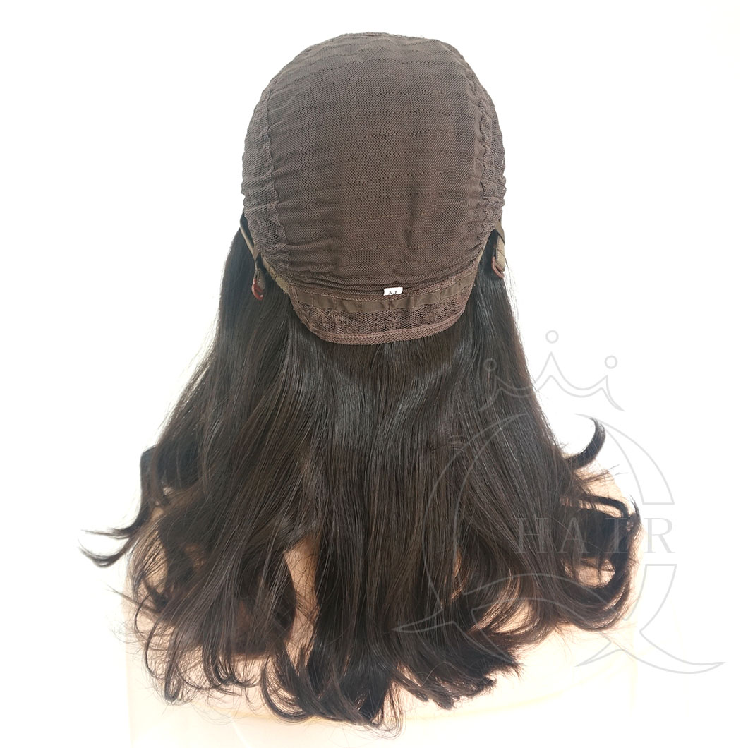 A18 inches natural black natural wave medium density standard 4x4 Jewish wig