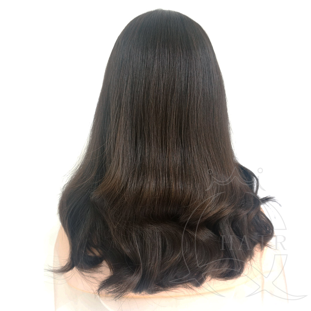 A18 inches natural black natural wave medium density standard 4x4 Jewish wig