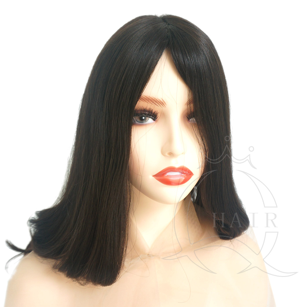 A18 inches natural black natural wave medium density standard 4x4 Jewish wig