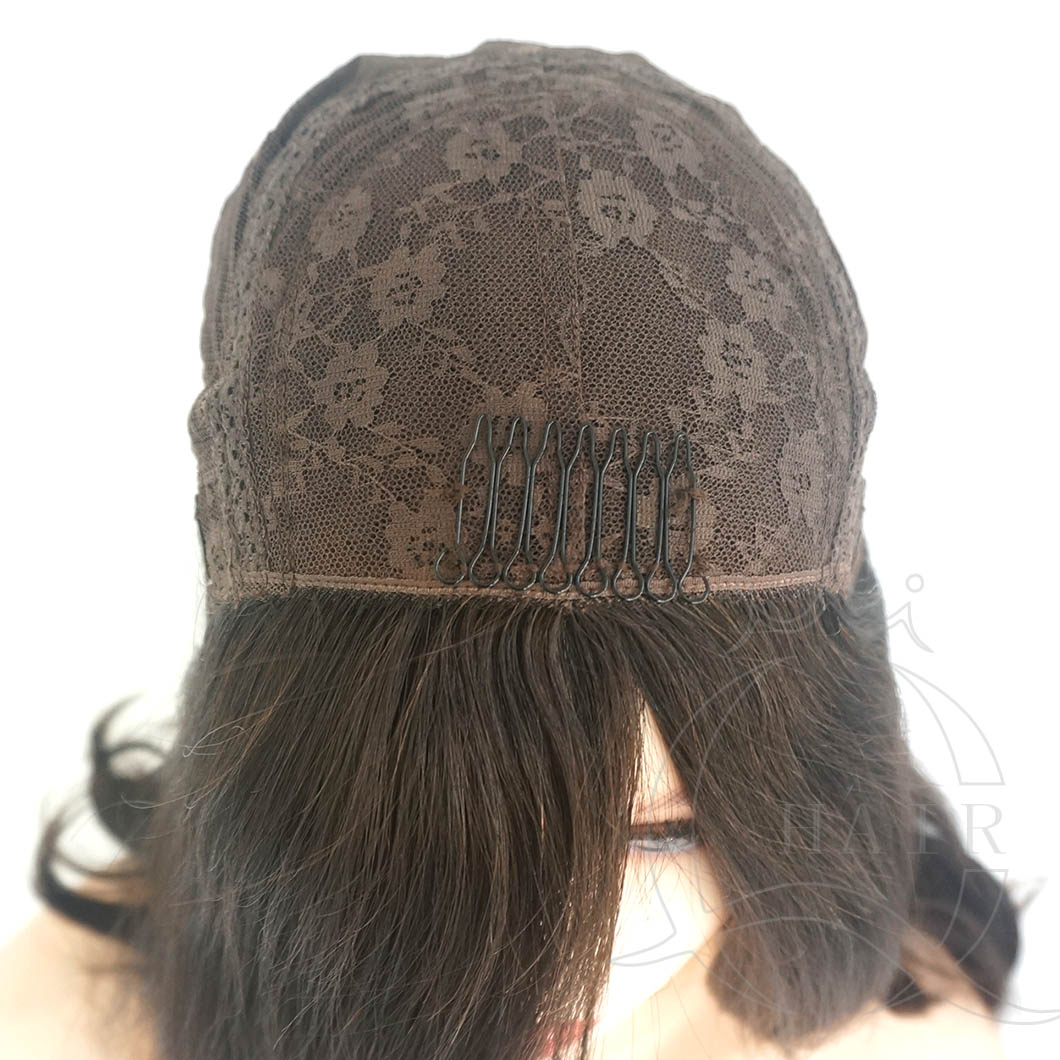 A18 inches natural black natural wave medium density standard 4x4 Jewish wig
