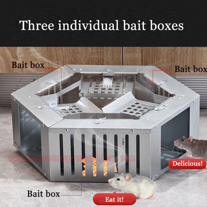 Humane Multiple Catch Rodent Rat Bait Station Metal Mouse Trap Box