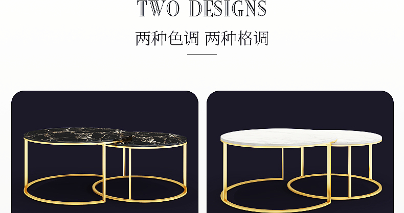 Postmodern light luxury stainless steel living room creative marble round coffee table hotel lobby Hong Kong style gilde