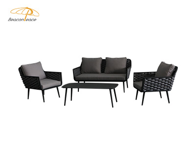 modern outdoor durable rope weaving aluminum frame garden sofa sets