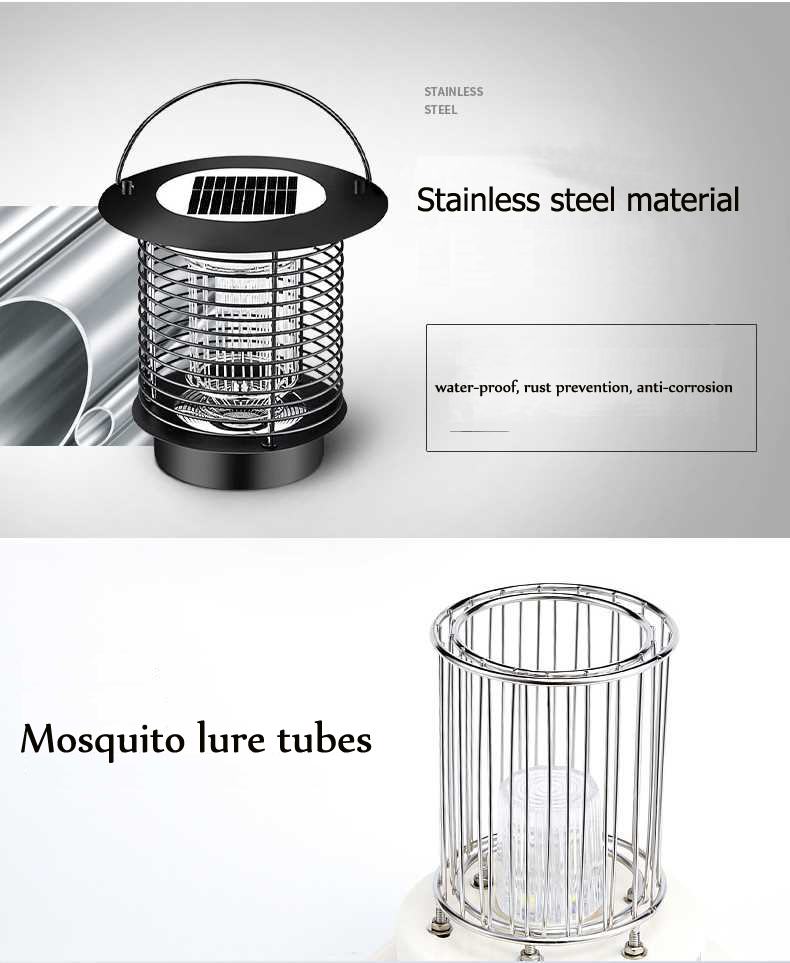 Outdoor Smart Solar Powered UV Light Electric Insects Mosquito Killer Lamp