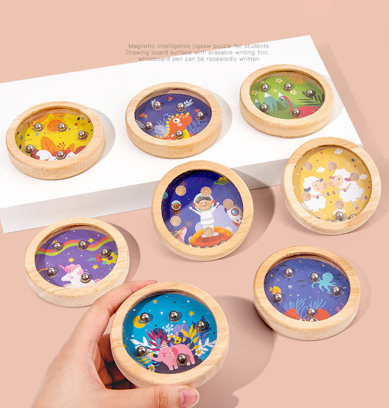 Kids Wooden Toys Palm Balance Game Childrens Ball Walking Cartoon Maze Educational Toy Parentchild Battle Palm Party T