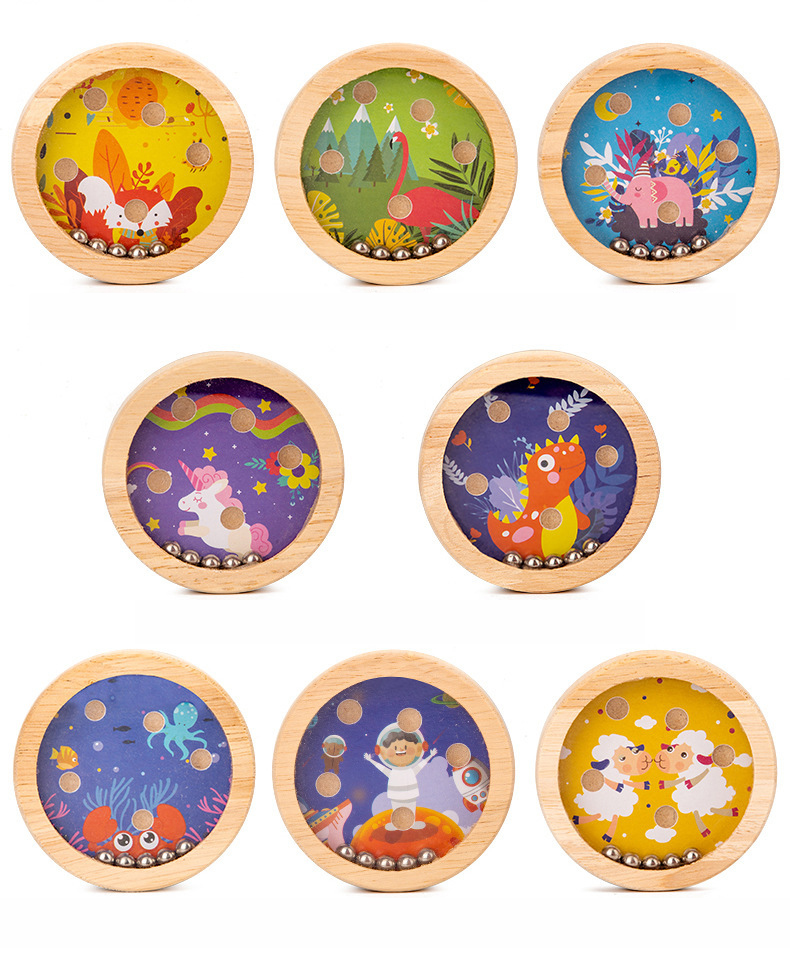 Kids Wooden Toys Palm Balance Game Childrens Ball Walking Cartoon Maze Educational Toy Parentchild Battle Palm Party T