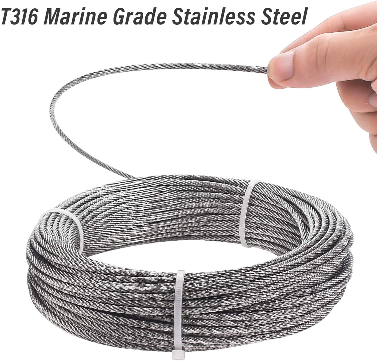 18 Inch T316 Marin Grade Stainless Steel Aircraft Wire Rope Cable for Railing Decking DIY Balustrade 7X7 Constructio