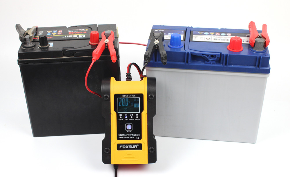 FOXSUR Car Battery Charger 12V 24V Battery Charger Maintainer for AGM GEL WET Lithium LiFePO4