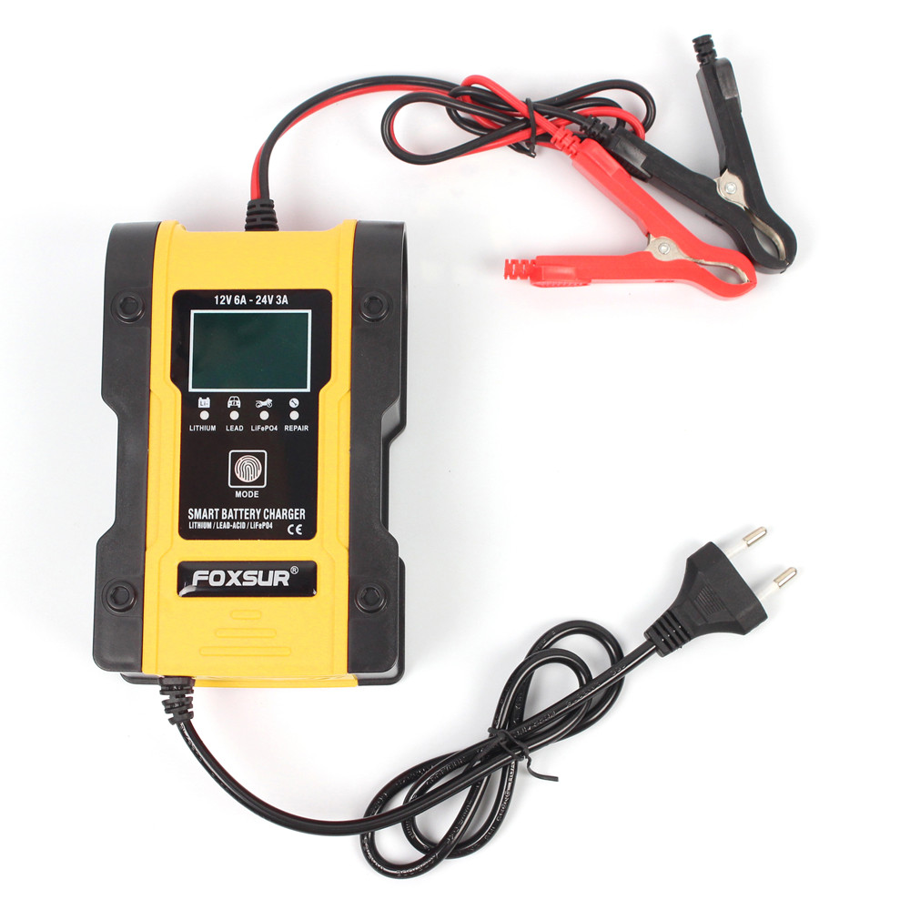 FOXSUR Car Battery Charger 12V 24V Battery Charger Maintainer for AGM GEL WET Lithium LiFePO4
