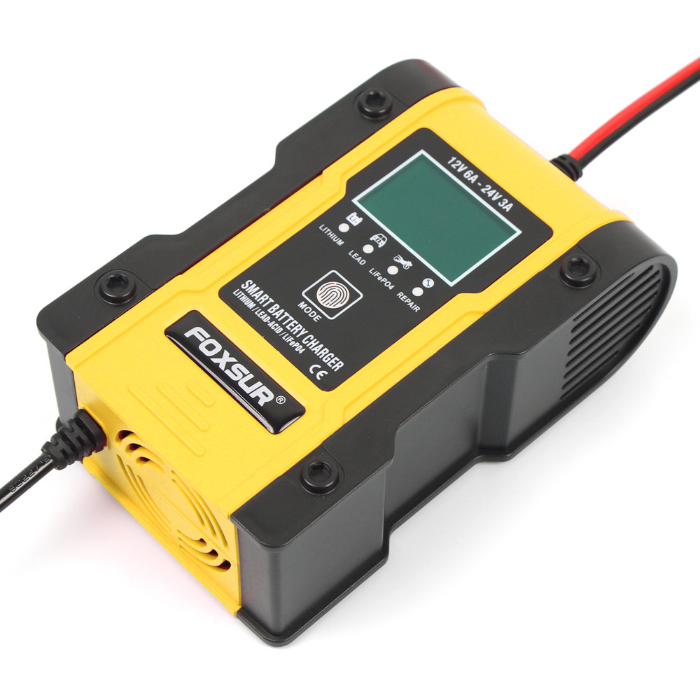 FOXSUR Car Battery Charger 12V 24V Battery Charger Maintainer for AGM GEL WET Lithium LiFePO4