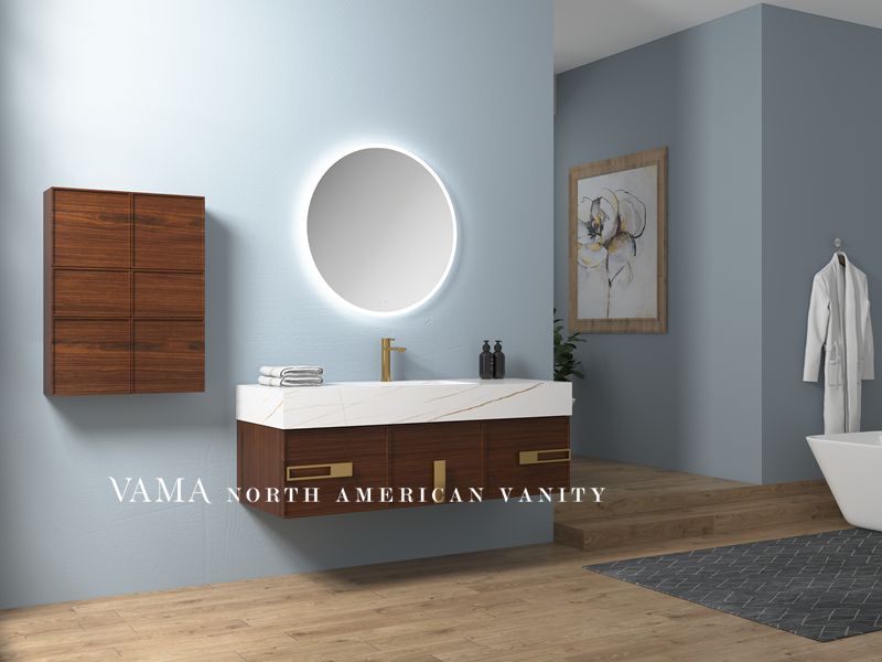 Vama 1400mm Luxury Modern WallMounted Sintered Stone Bathroom Cabinet 301140