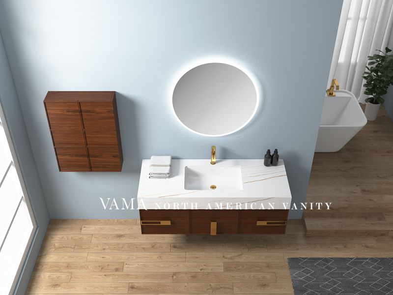 Vama 1400mm Luxury Modern WallMounted Sintered Stone Bathroom Cabinet 301140