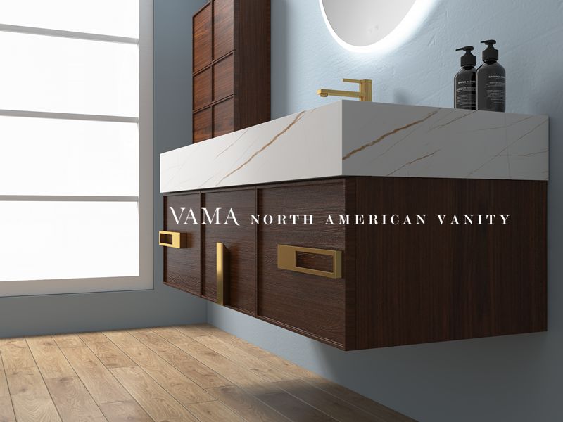 Vama 1400mm Luxury Modern WallMounted Sintered Stone Bathroom Cabinet 301140