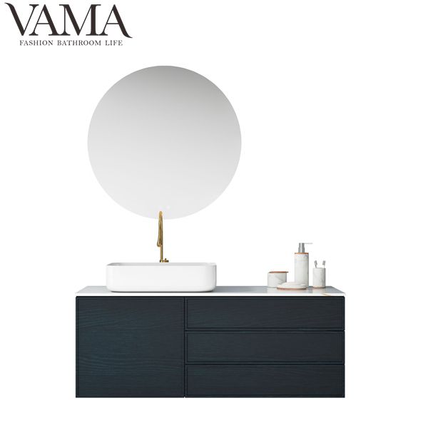 Vama 1200mm Solid Wood Sintered Stone Bathroom Vanity Set with Solid Basin with White Color 302120