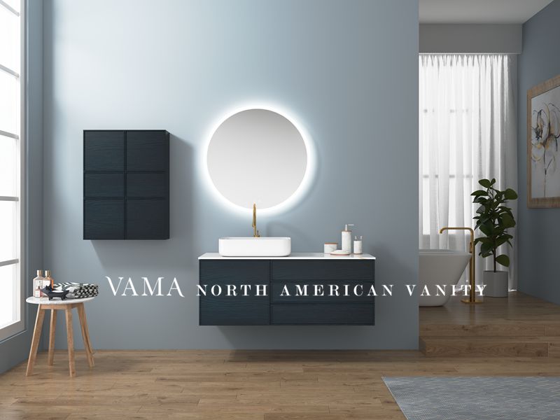 Vama 1200mm Solid Wood Sintered Stone Bathroom Vanity Set with Solid Basin with White Color 302120