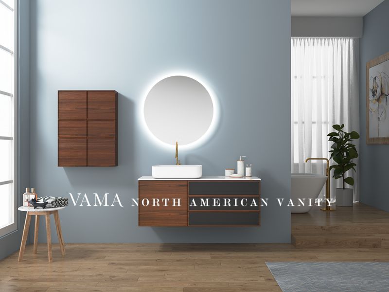 Vama 1200mm Solid Wood Sintered Stone Bathroom Vanity Set with Solid Basin with White Color 302120