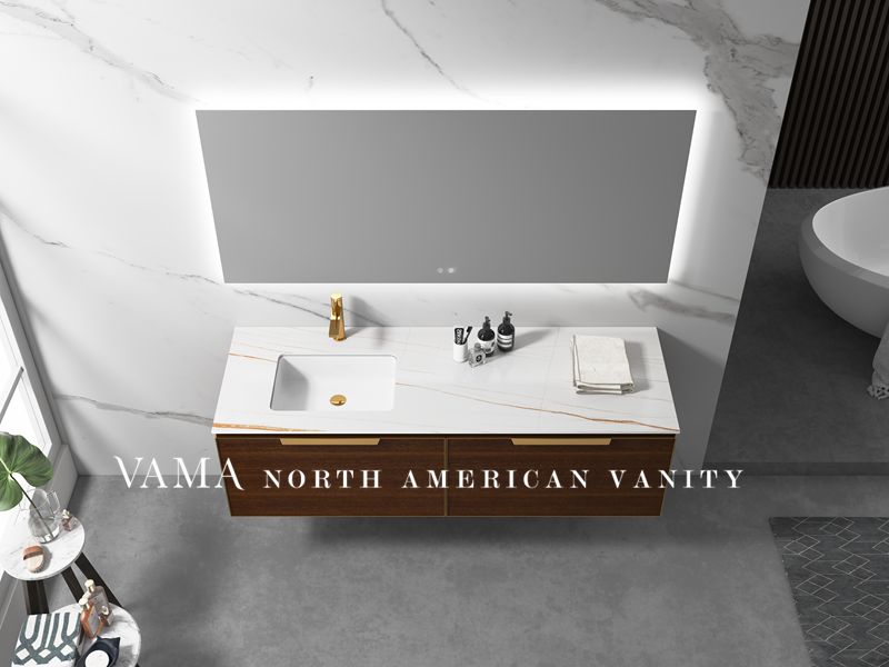 Vama 1600mm Guangzhou Used WallMounted Bathroom Vanity with White Sintered Stone 303160