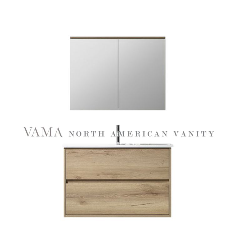 Vama 800mm Modern Wall Mounted Single Basin Bathroom Vanity Set with Mirror Cabinet in Foshan Qw10180