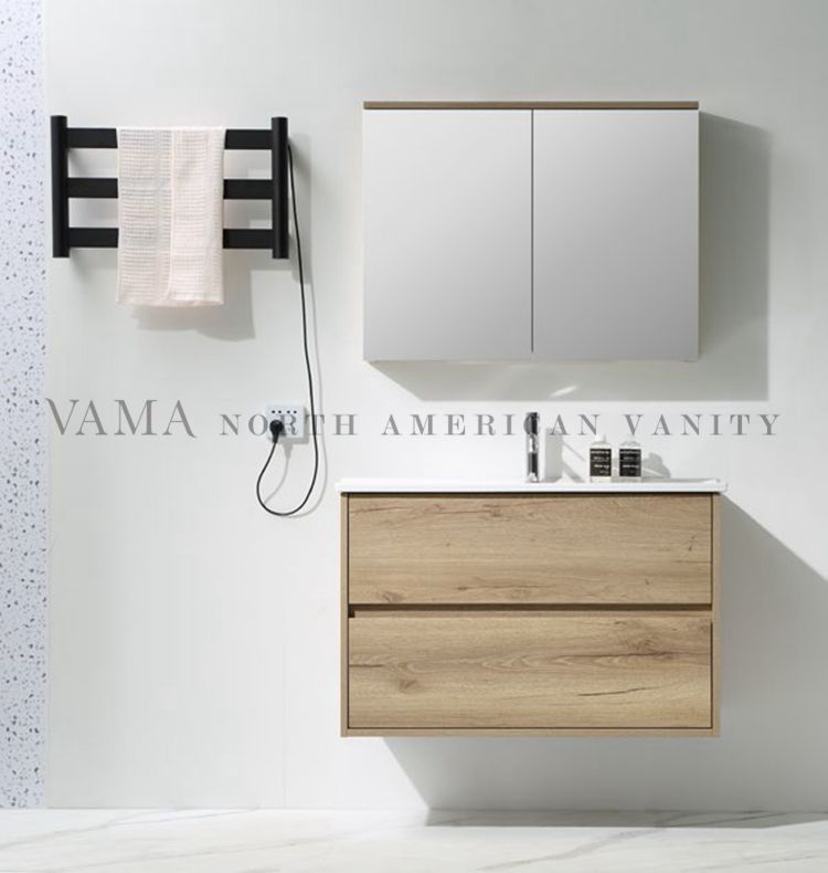 Vama 800mm Modern Wall Mounted Single Basin Bathroom Vanity Set with Mirror Cabinet in Foshan Qw10180