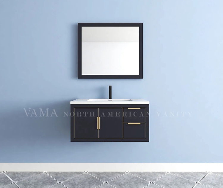 Vama 36 Inch Cheap Wholesale Solid Wood Floating Bathroom Vanity Cabinet with Factory Price BT00436