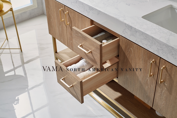 Vama 60 Inch Double Sink Bathroom Vanity Cabinet Wooden Bathroom Cabinet 789060