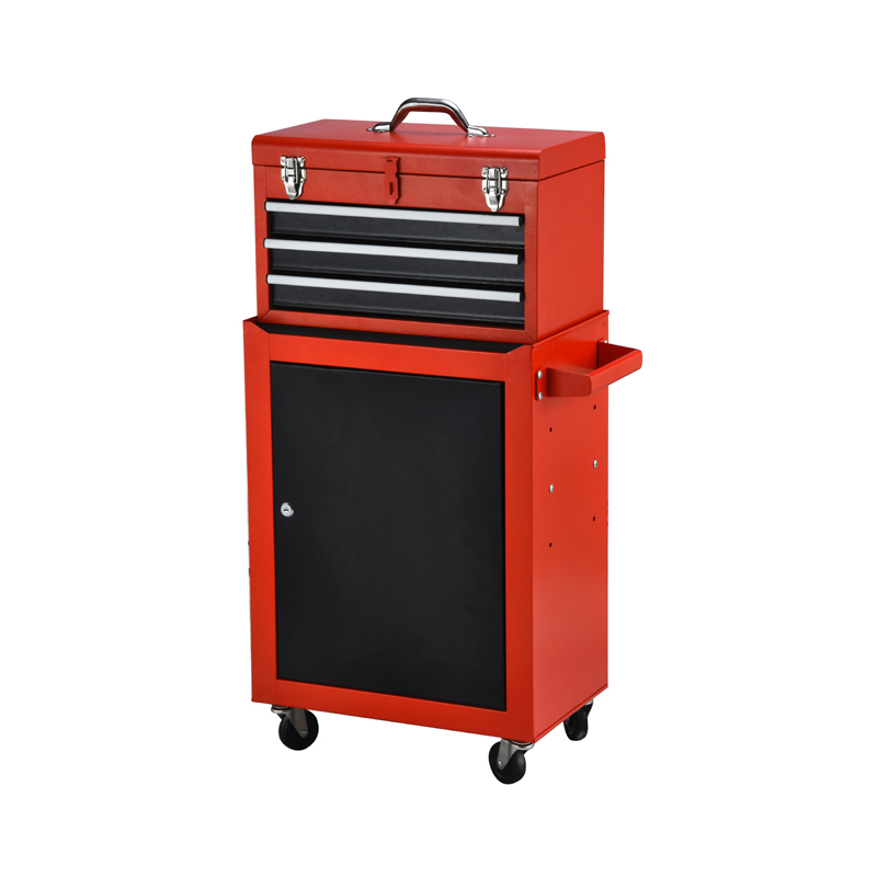 2pc 2 in 1 Mini Tool Chest Cabinet Storage Box Rolling Garage Toolbox Organizer New