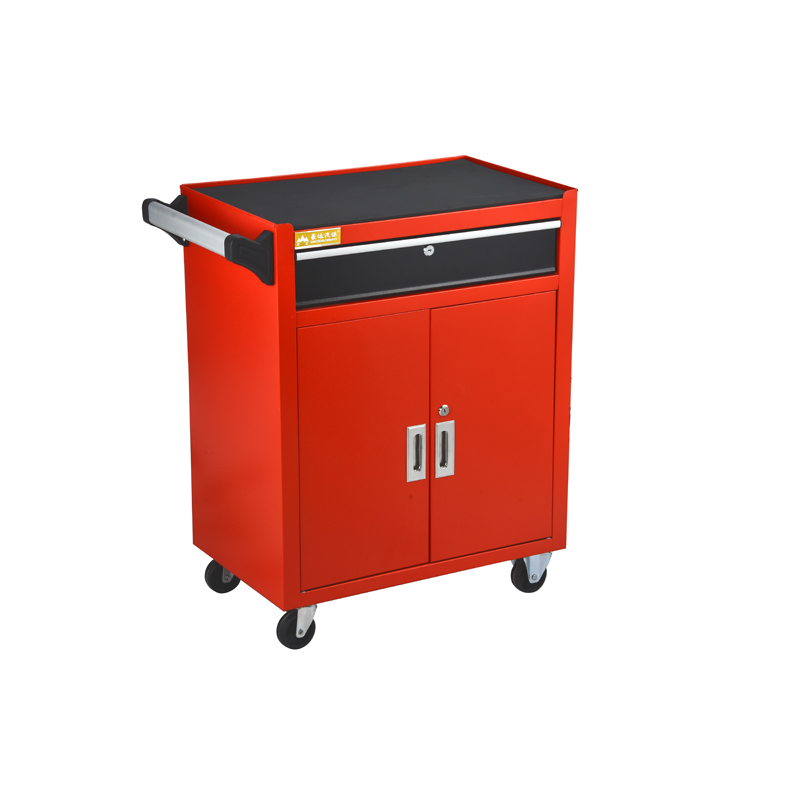 Rolling Tool Chest Cart Box Container Garage With 1 Drawer And 1 Cabinet And Back Panel for garage