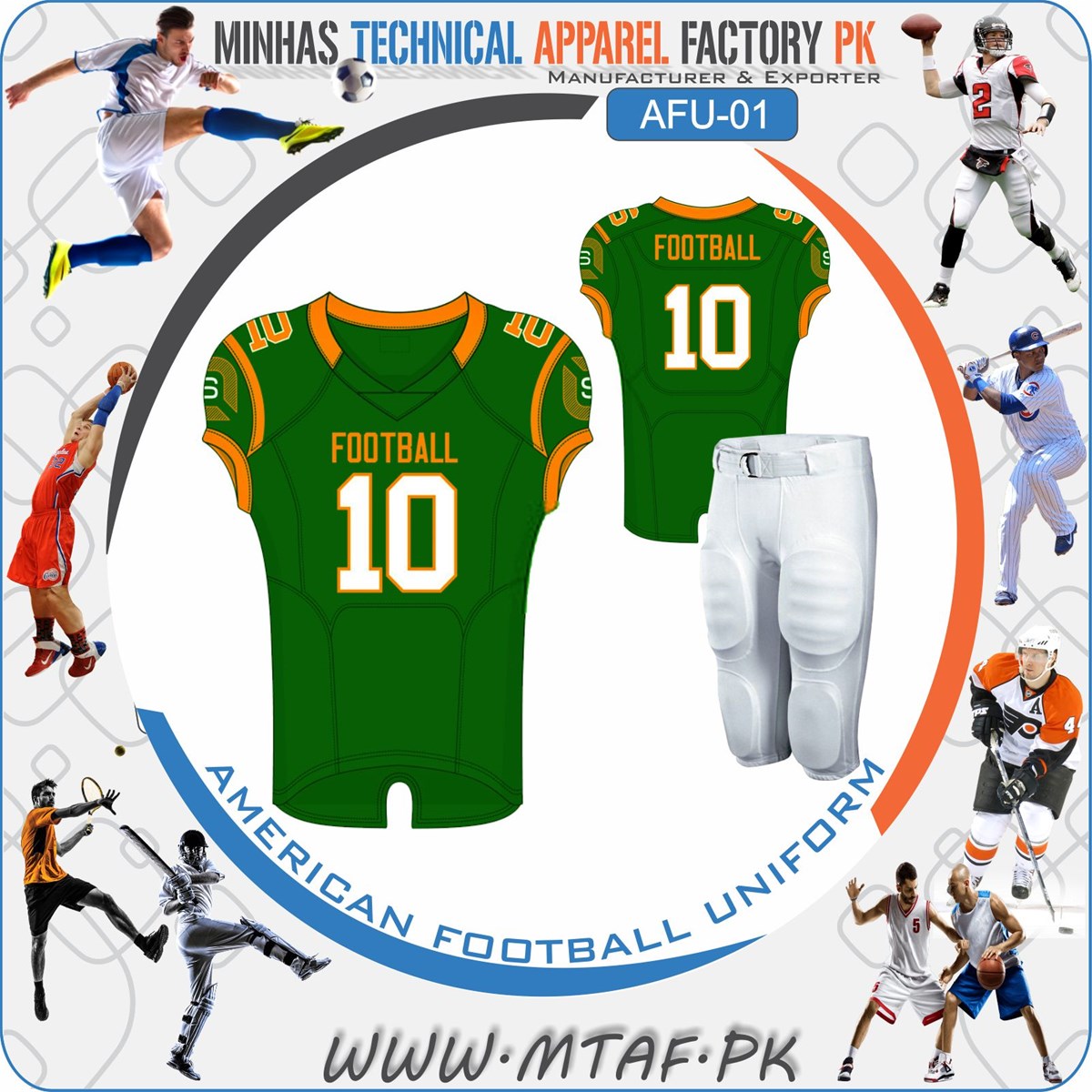 Custom Sublimated American Football Uniform Custom Sublimated American Football Uniform