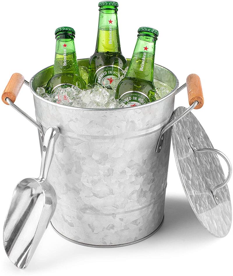Art Vintage Ice Bucket with Lid Scoop and Carry Handles