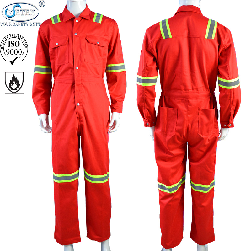 100 cotton twill flame retardant red coveralls with EN 11612 EN 11611 standards