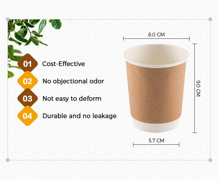 CHIYIN whole sale custom degradable ecofreindly paper cup logo 2oz22oz double wall coffee cup disposable with lid