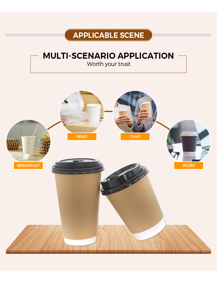 CHIYIN whole sale custom degradable ecofreindly paper cup logo 2oz22oz double wall coffee cup disposable with lid