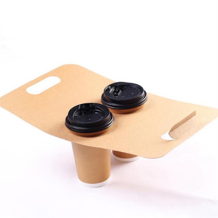 Disposable Kraft Paper Cup Holder Coffee Drink Takeaway Cup Holder