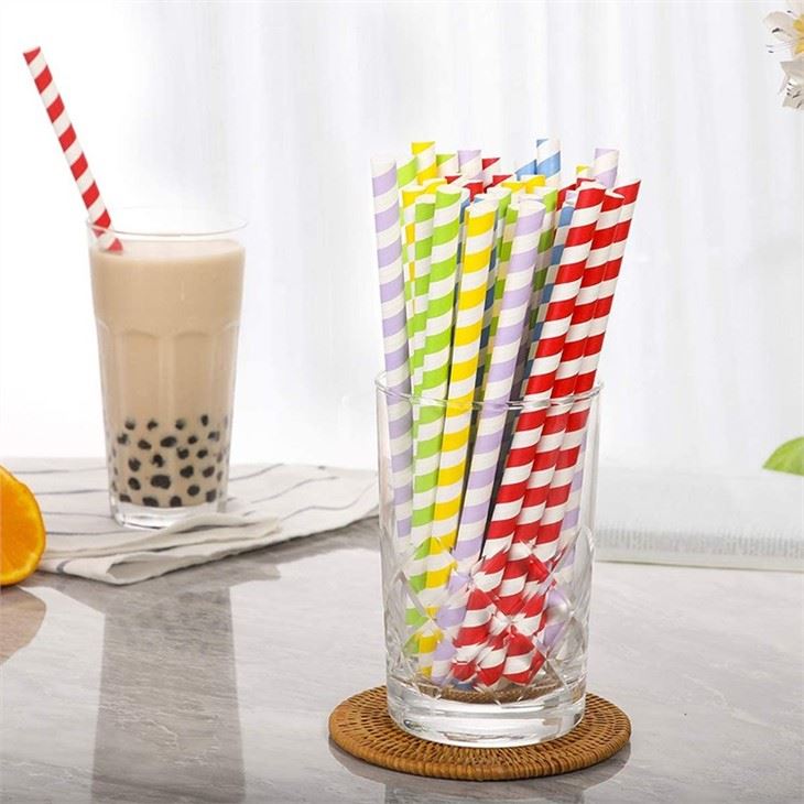 Disposable paper straws coloured striped paper straws