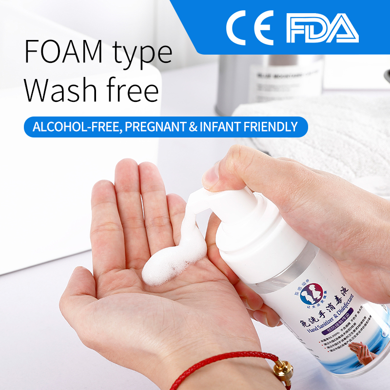 100MLalcoholfree rinsefree instant dry foam hands sanitizer disinfectant for kids hands cleaning with CE certificate