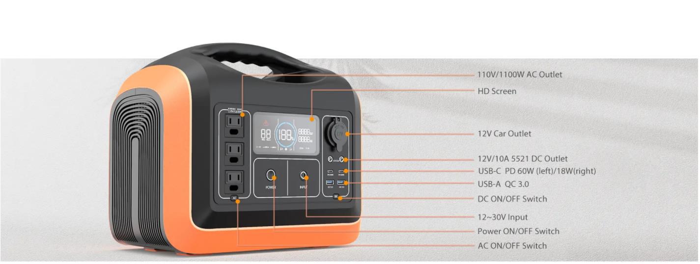 1200W portable power station solar energy for ourdoor camping